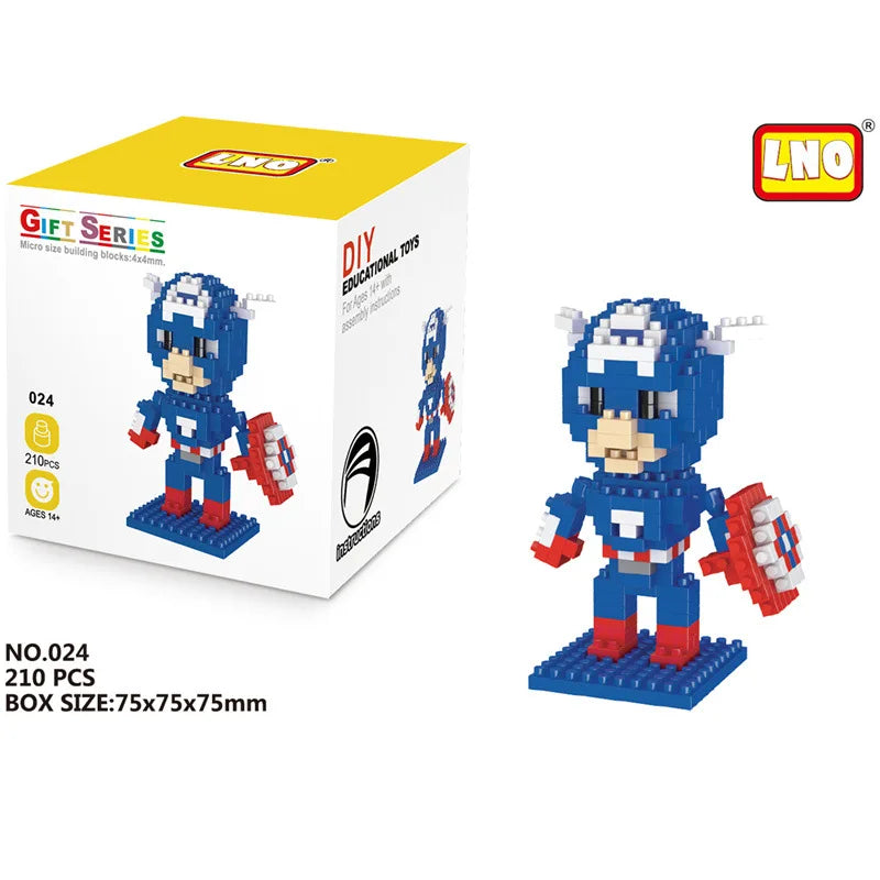 Avengers Micro Diamond Building Block Set: Iron Man, Spider-Man, Captain America, and Hulk