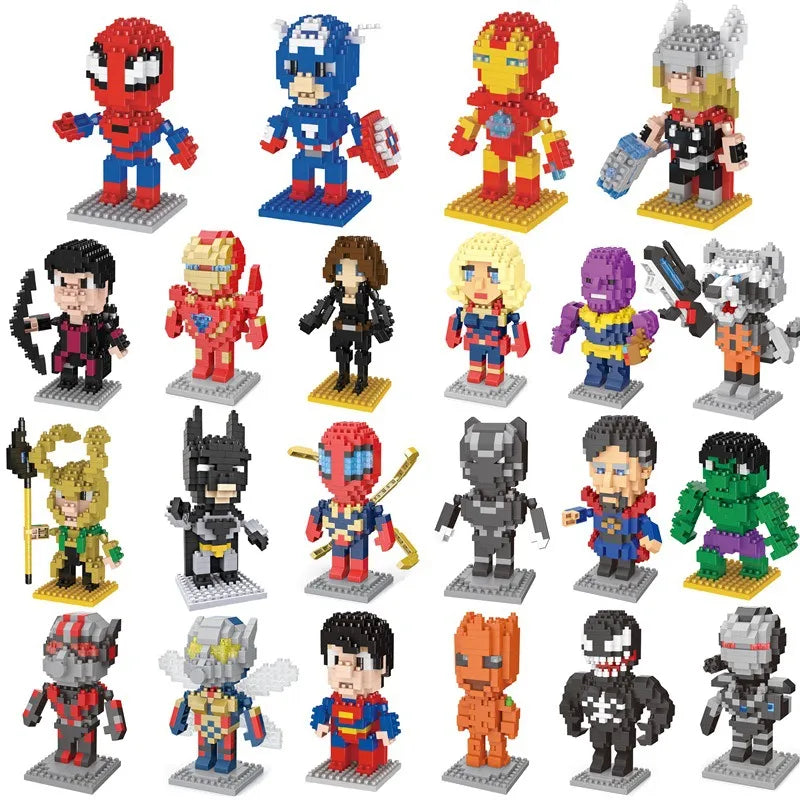 Avengers Micro Diamond Building Block Set: Iron Man, Spider-Man, Captain America, and Hulk