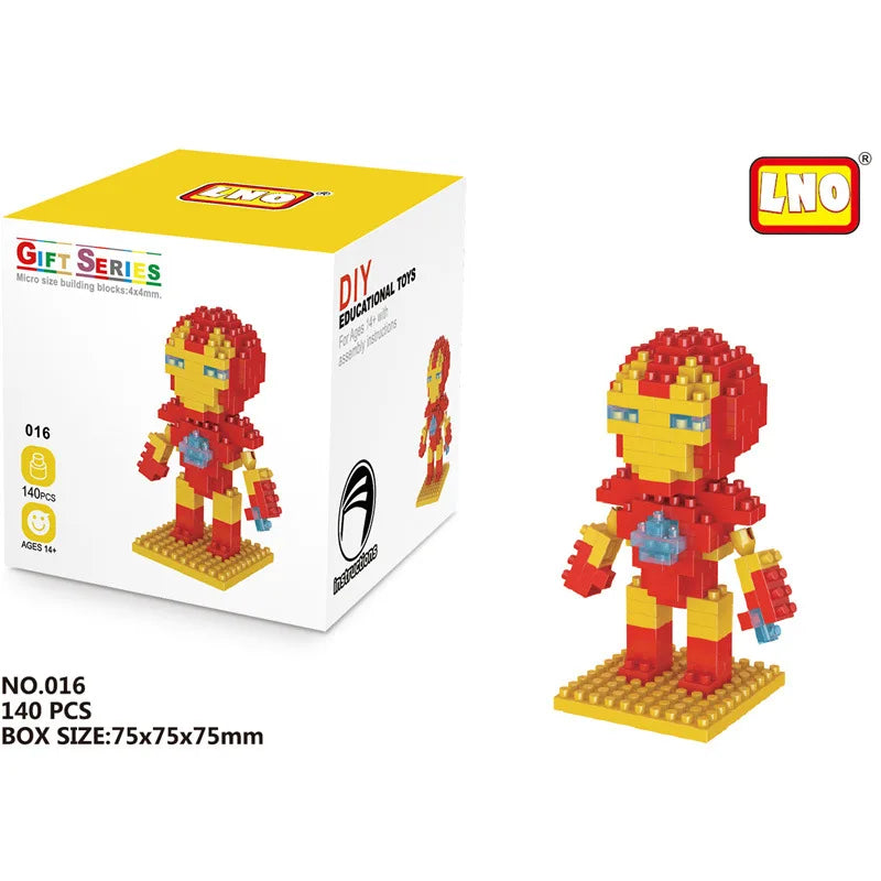 Avengers Micro Diamond Building Block Set: Iron Man, Spider-Man, Captain America, and Hulk