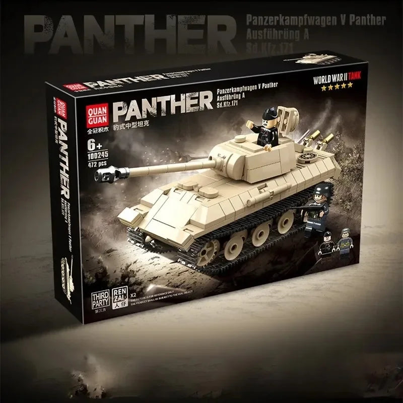 WW2 Military Panzer Panther Medium Tank Building Blocks Set