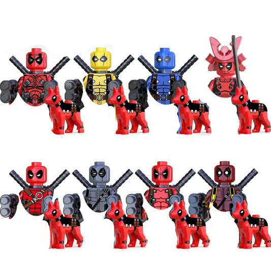 Deadpool & Pups Building Block Set: DIY Superhero and Dogs Model Kit