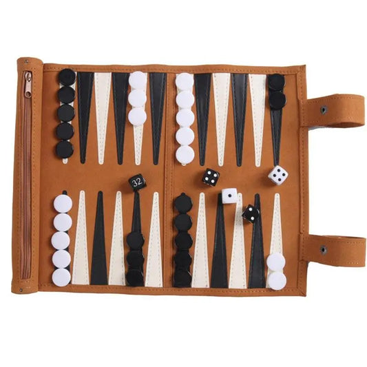 Portable Roll-Up Chess and Backgammon Travel Set