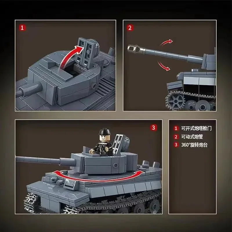 WW2 Military Panzer Panther Medium Tank Building Blocks Set