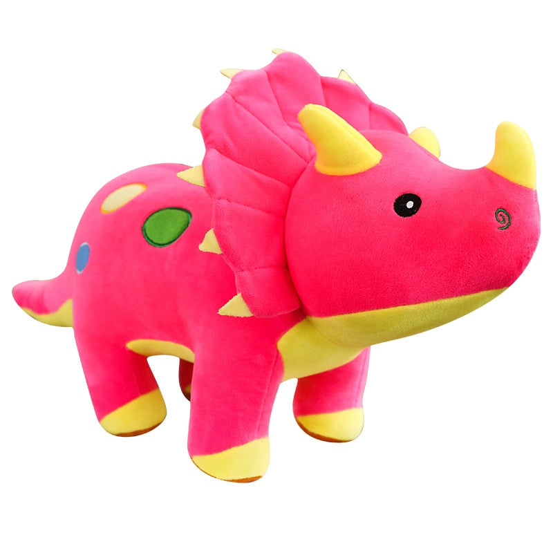 Peluche dinosaure triceratops douce rose