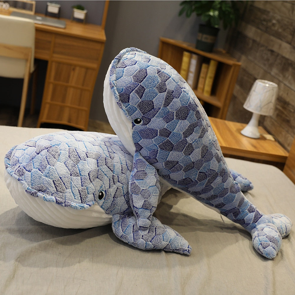 Peluche baleine mosaïque bleu